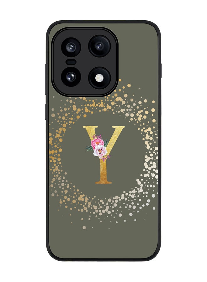 Stylizedd For OnePlus 15 Case,Slim fit Camera Protection, Shockproof Thin Phone cover  - Custom Monogram Floral - Y  (Olive Green ) - Image 1